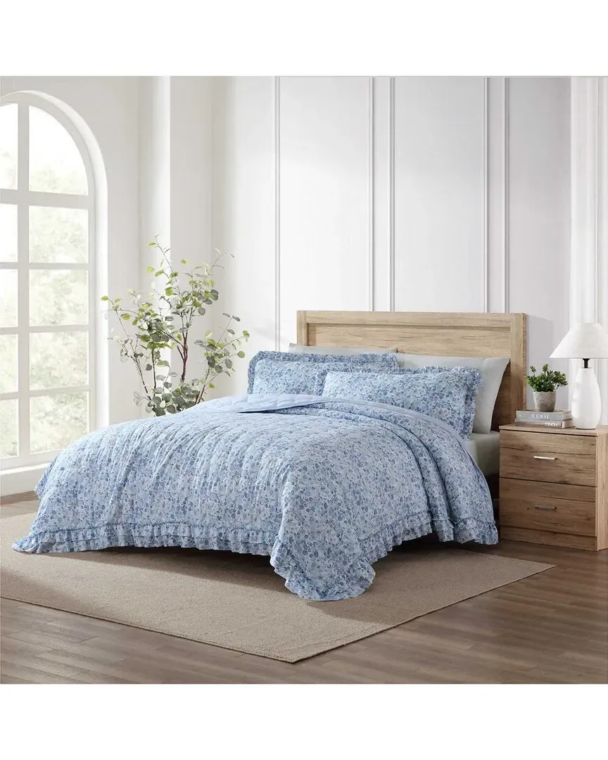 Quartet Reversible Quilt Set - Blue