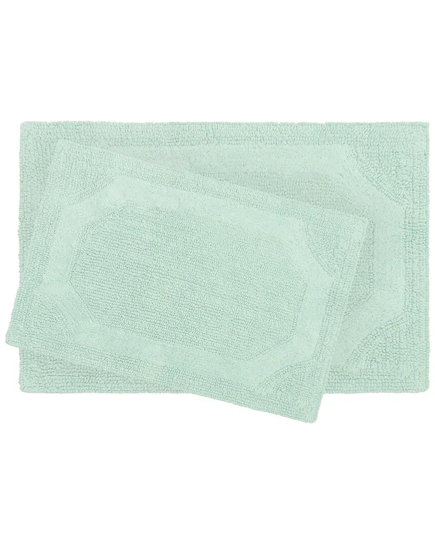 Reversible 2pc Bath Rug Set - Aqua, Cotton image