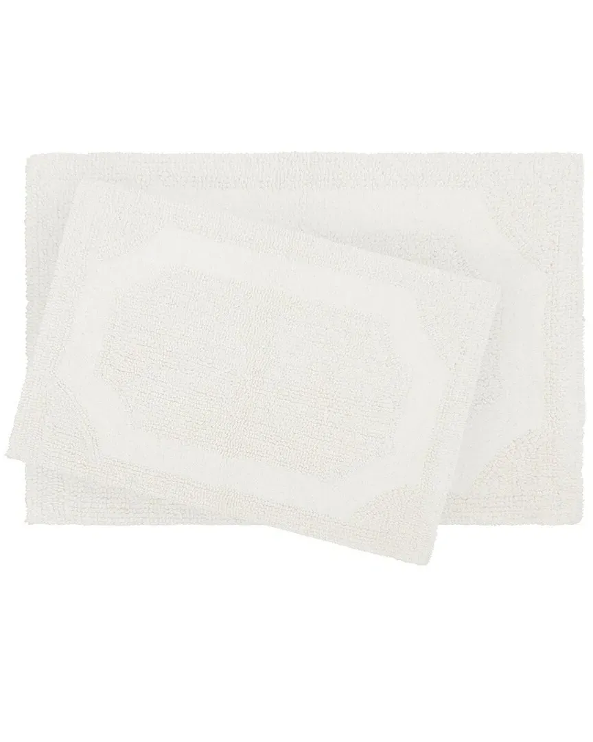 Reversible 2pc Bath Rug Set - White, Cotton