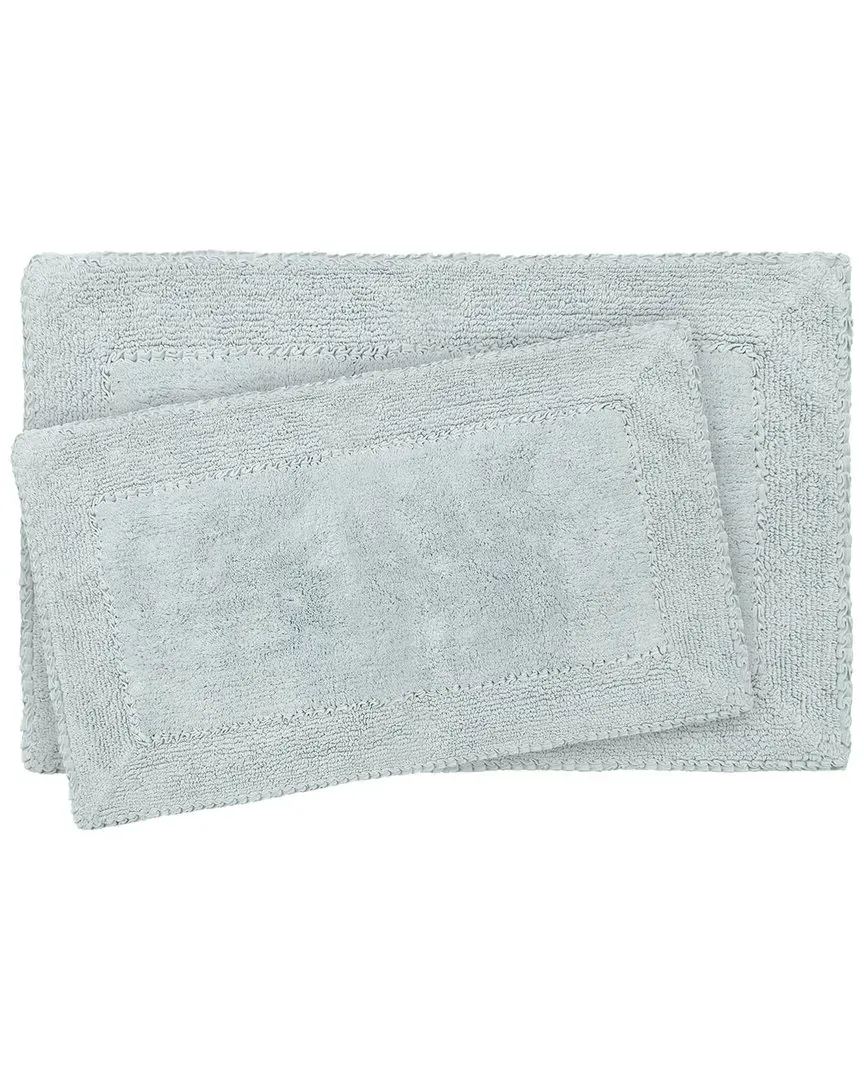 Ruffle Cotton 2pc Bath Rug Set - Aqua image