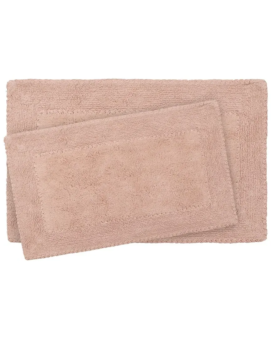 Ruffle Cotton 2pc Bath Rug Set - Blush