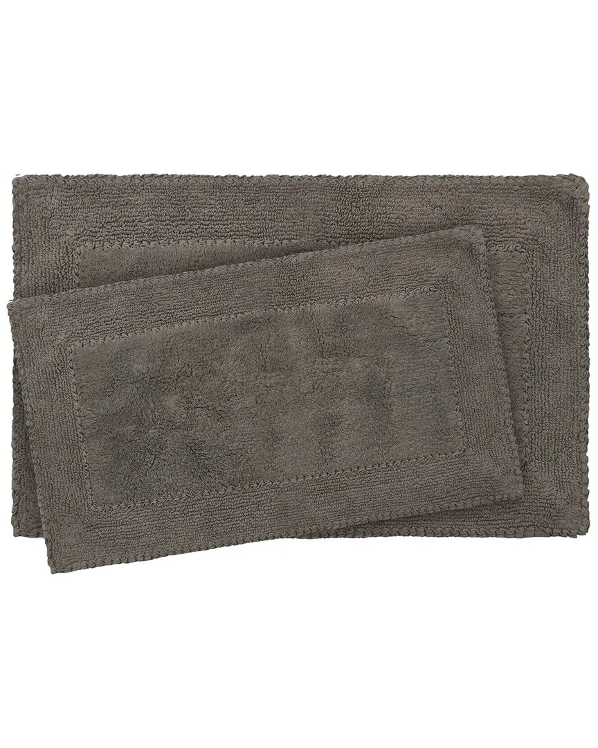 Ruffle Cotton 2pc Bath Rug Set - Dark Gray