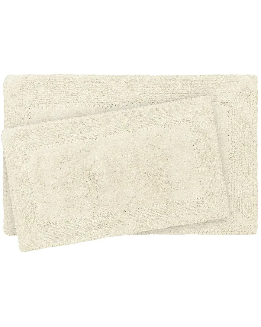 Ruffle Cotton 2pc Bath Rug Set - Ivory
