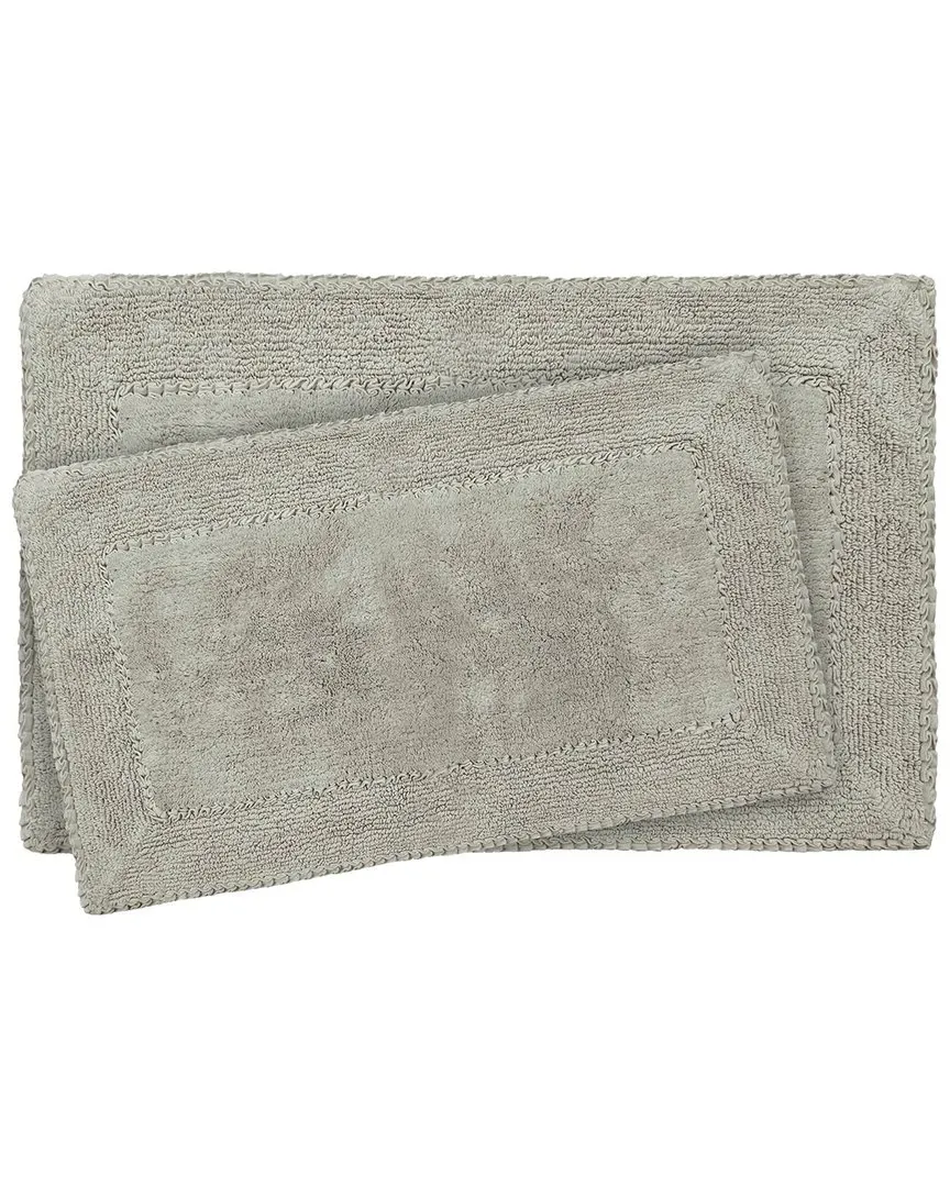 Ruffle Cotton 2pc Bath Rug Set - Light Gray