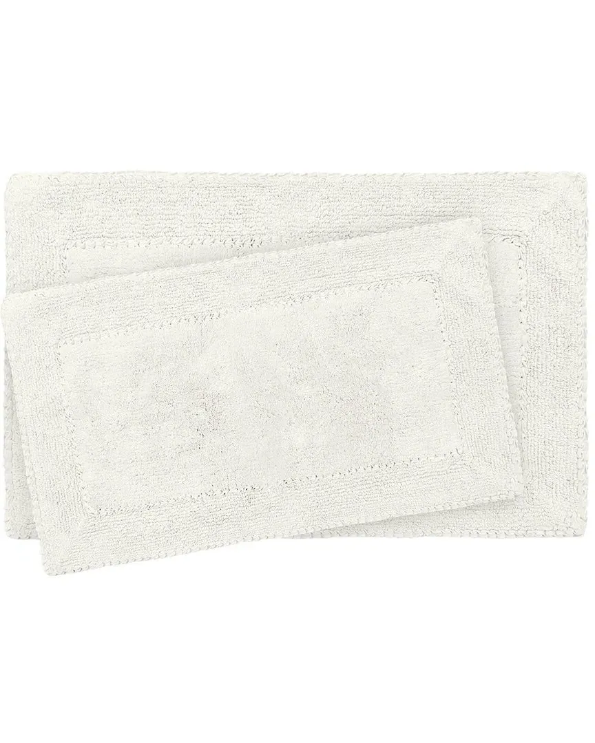 Ruffle Cotton 2pc Bath Rug Set - White