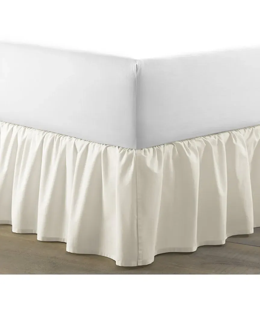 Solid Cotton Ruffled Bedskirt - Beige