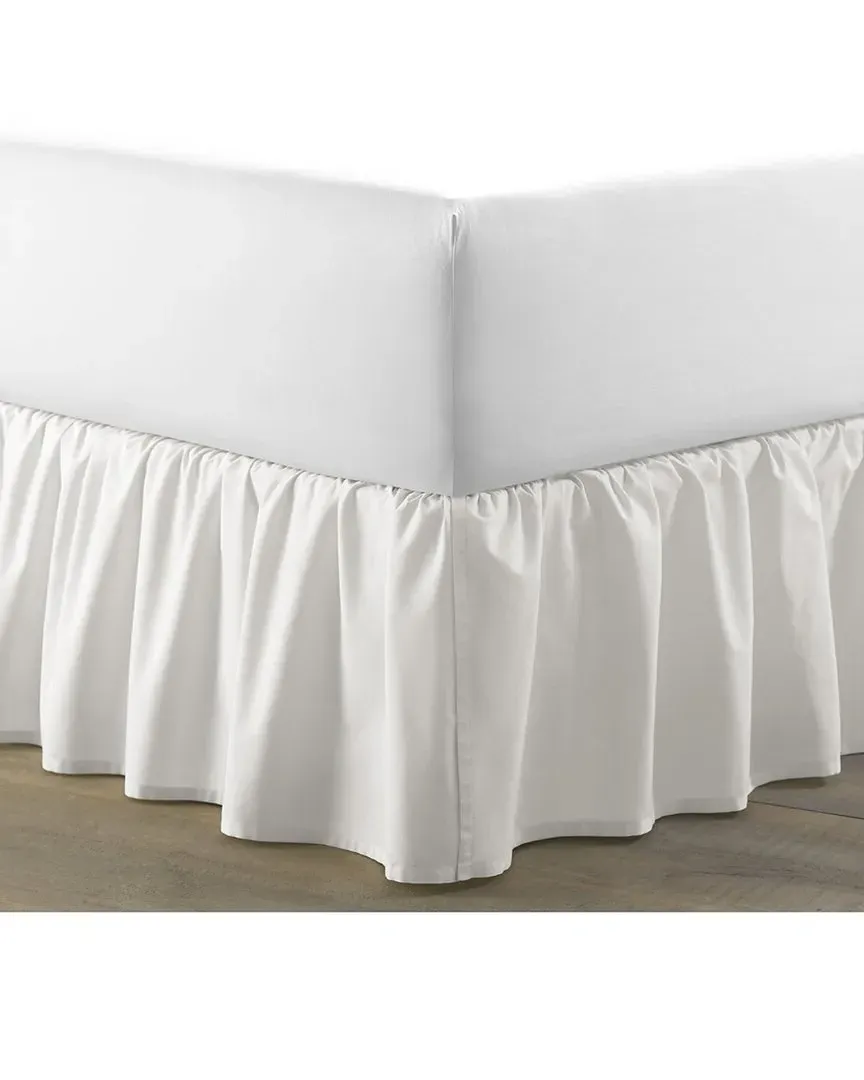 Solid Cotton Ruffled Bedskirt - White image