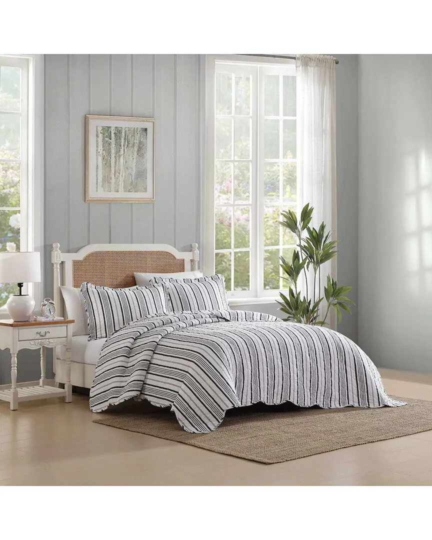 Stripe Perfection Reversible Quilt Set - Grey, Cotton