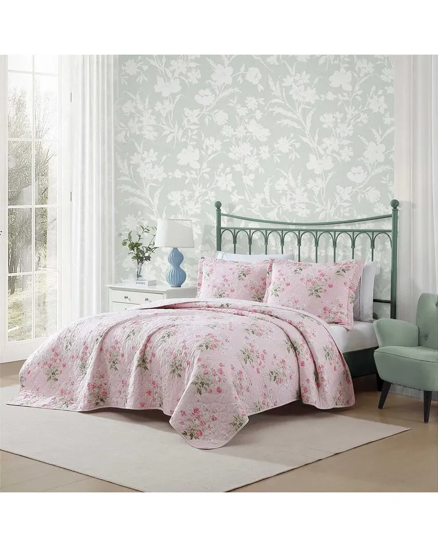 Veronic Bouquet Reversible Quilt Set - Pink