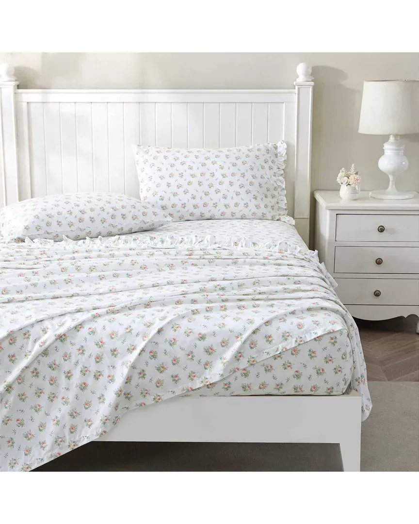 Victoria 200 Thread Count Percale Sheet Set - White, Cotton