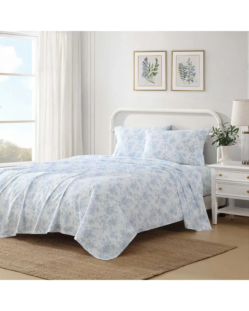 Walled Garden 200 Thread Count Cotton Percale Sheet Set - Blue