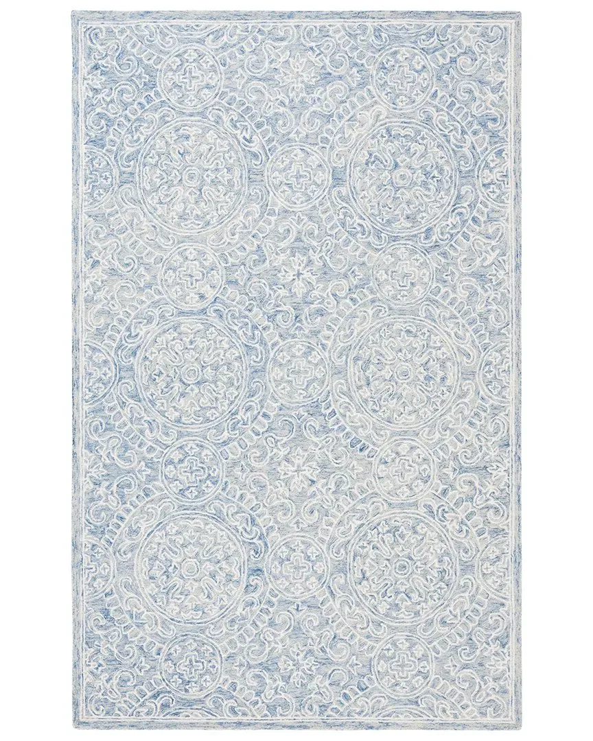 Hand Tufted Area Rug - Blue, Wool & Cotton