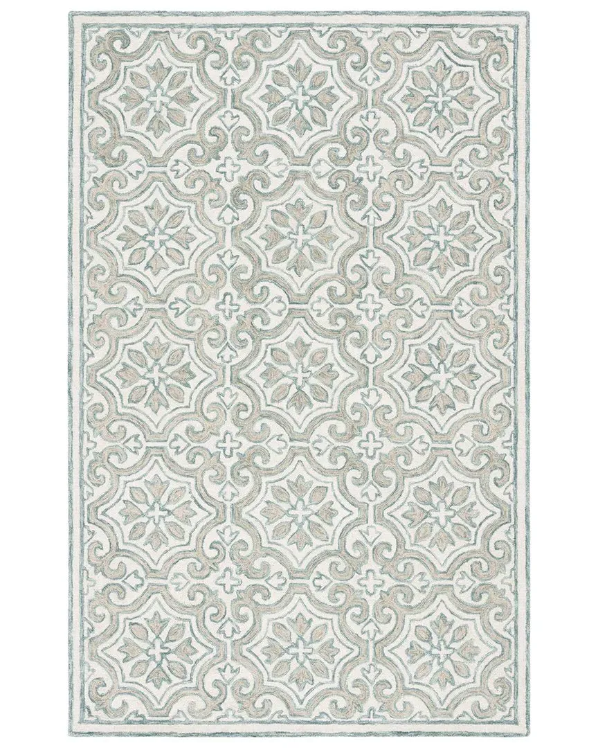 Hand Tufted Area Rug - Teal, Wool & Cotton