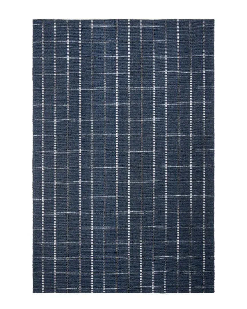 Tamworth Check Hand-Woven Rug - Navy, Wool
