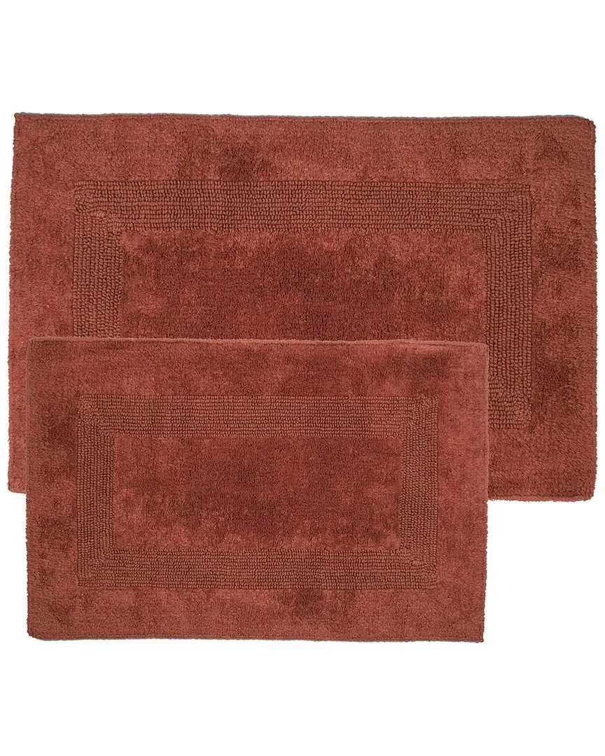 2-Piece Cotton Plush Bathroom Mat Set - Brick