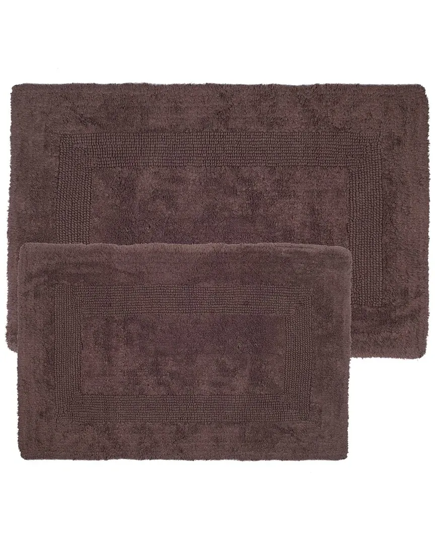 2-Piece Cotton Plush Bathroom Mat Set - Chocolate