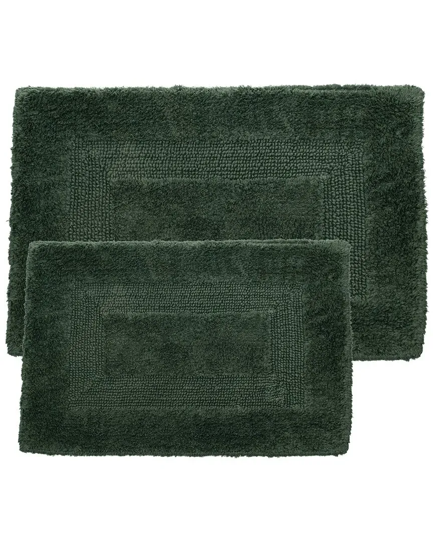 2-Piece Cotton Plush Bathroom Mat Set - Green
