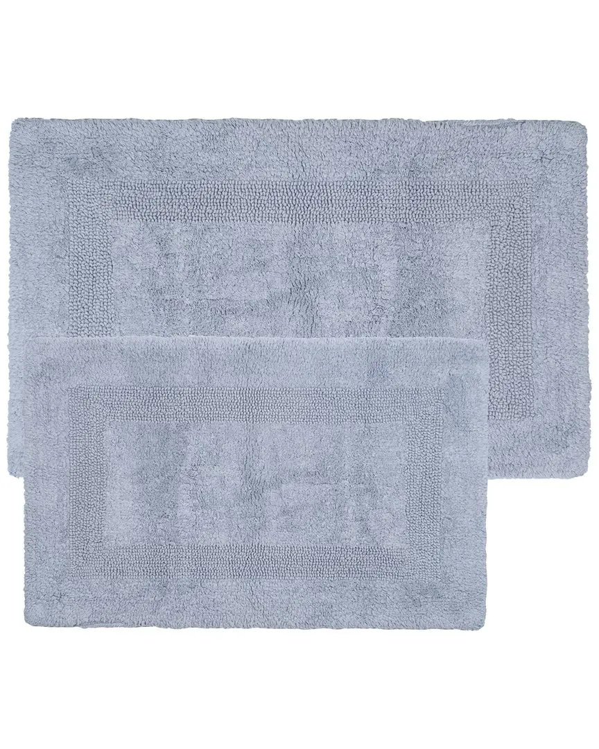 2-Piece Cotton Plush Bathroom Mat Set - Silver