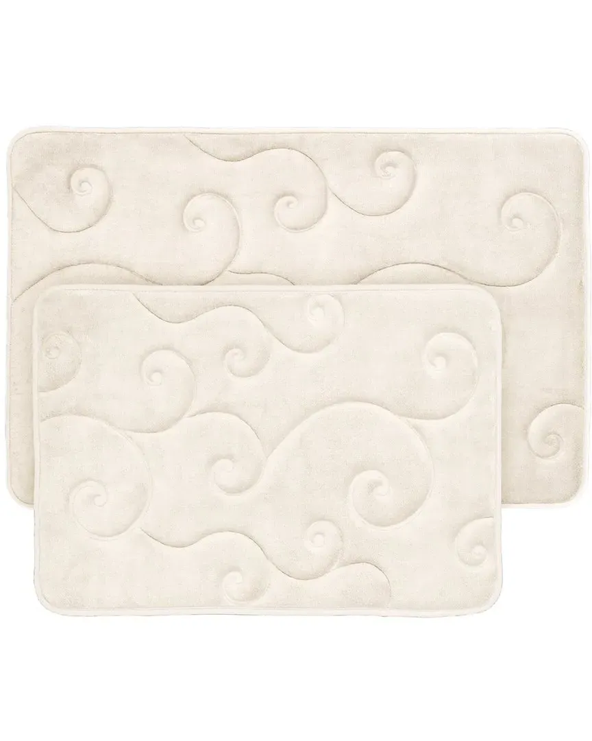 2-Piece Memory Foam Bath Mat Set - Ivory, Coral Fleece