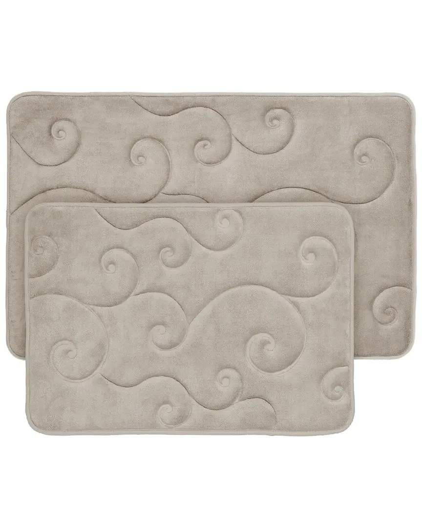2-Piece Memory Foam Bath Mat Set - Taupe, Coral Fleece