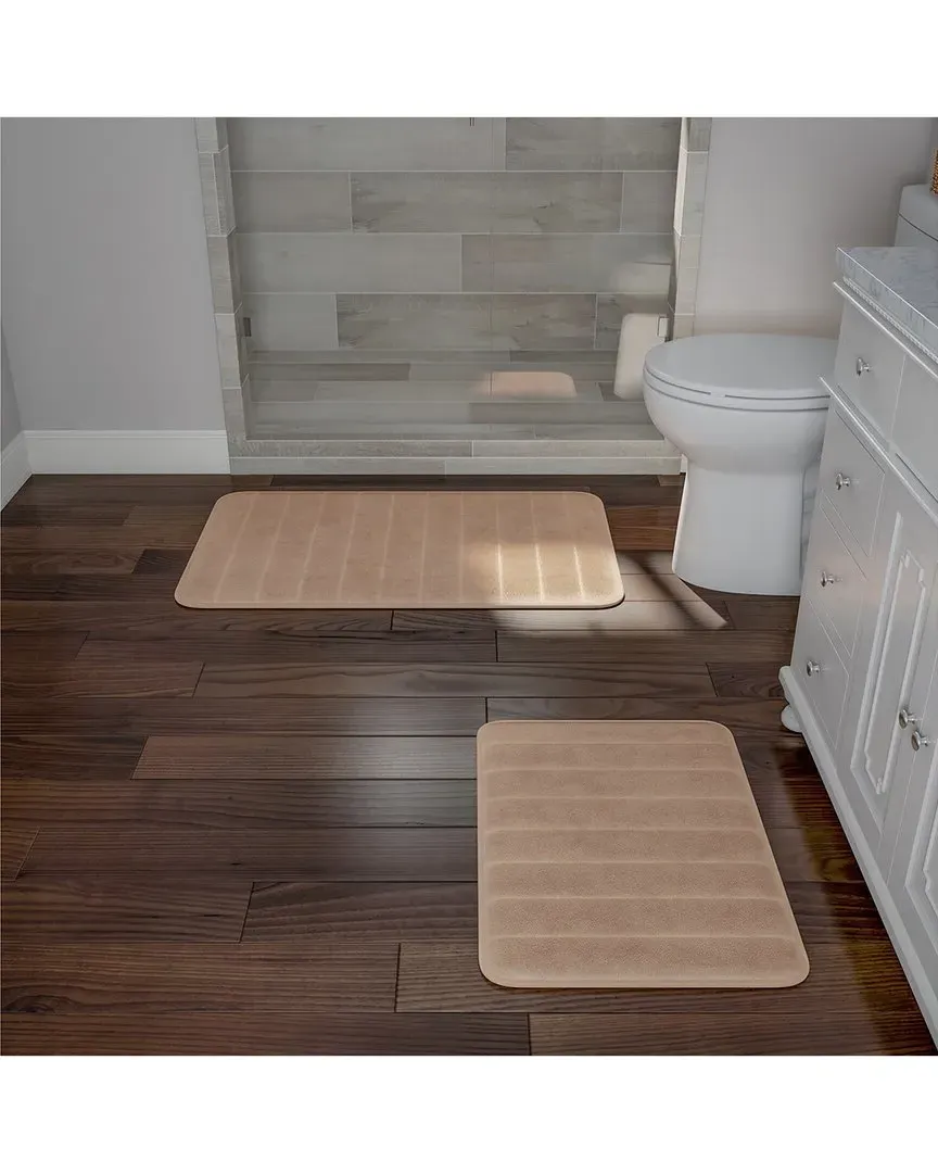 2-Piece Memory Foam Bath Mat Set - Taupe, Microfiber image