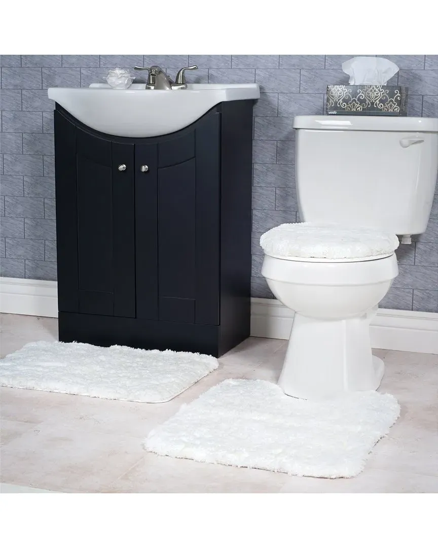 3-Piece Super Plush Bath Rug Set - White, Polyester