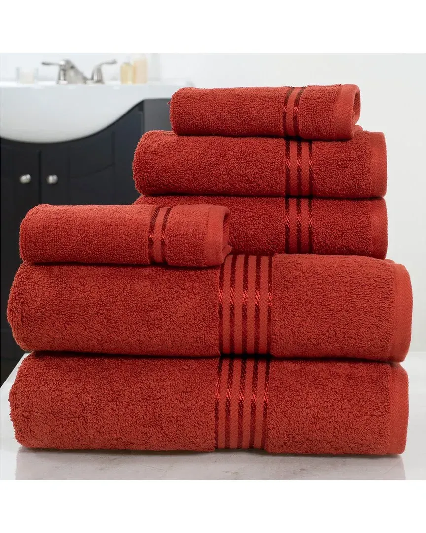 6-Piece Cotton Towel Set - Burgundy
