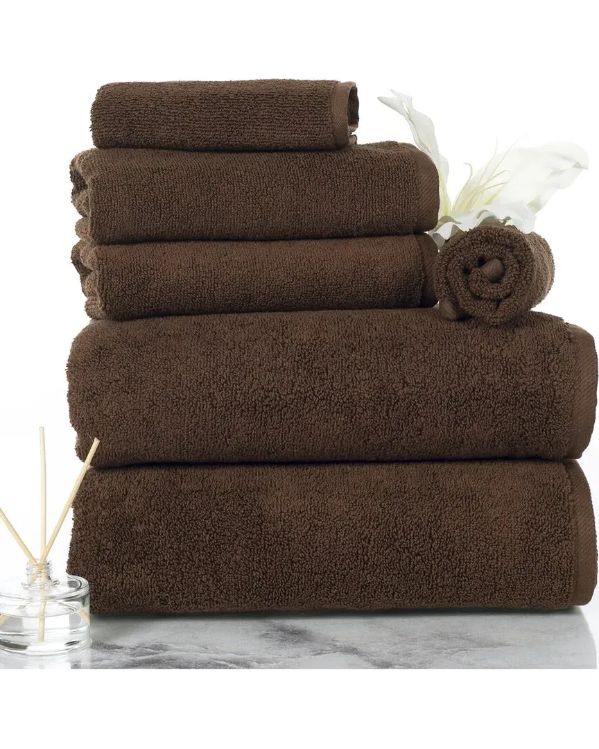 6-Piece Cotton Towel Set - Chocolate
