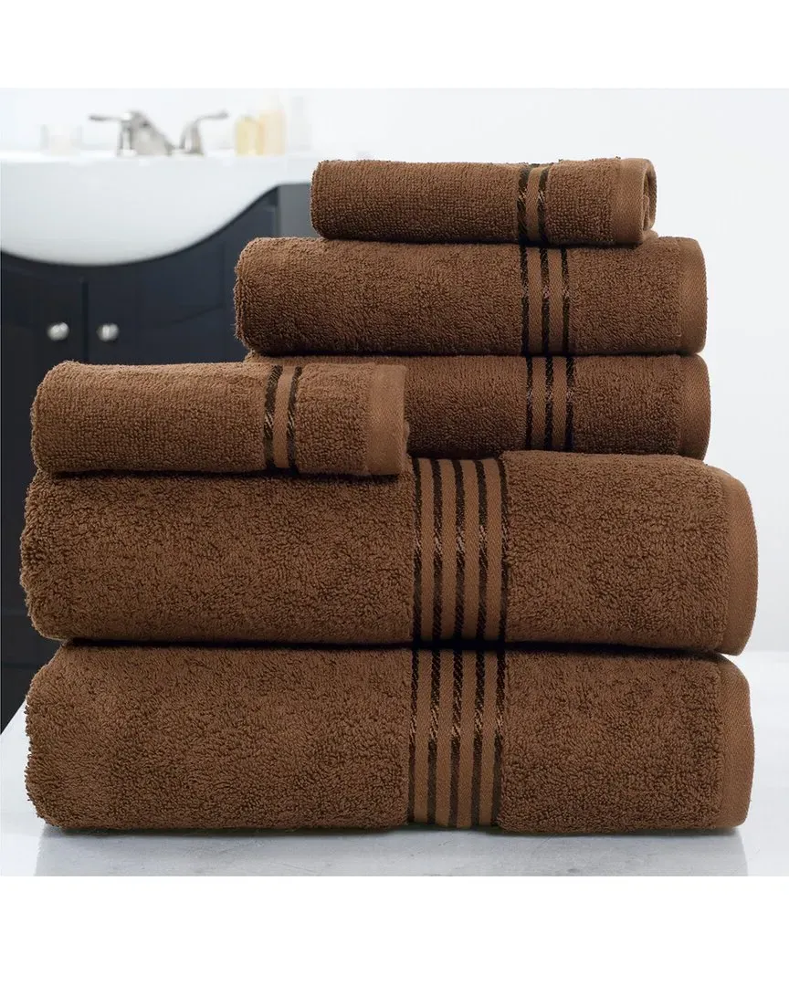 6-Piece Cotton Towel Set - Chocolate
