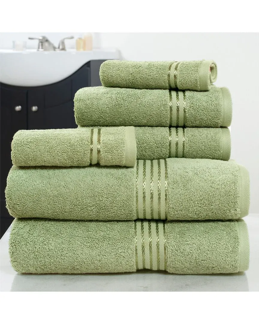 6-Piece Cotton Towel Set - Green
