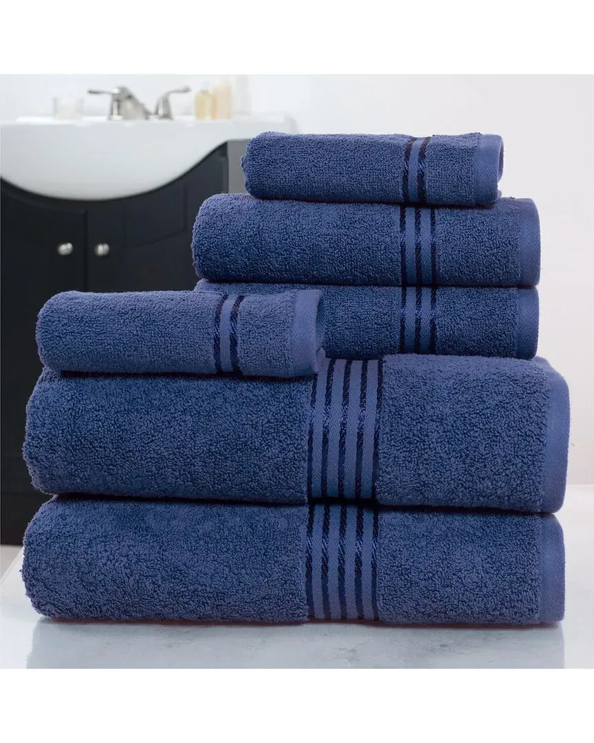 6-Piece Cotton Towel Set - Navy