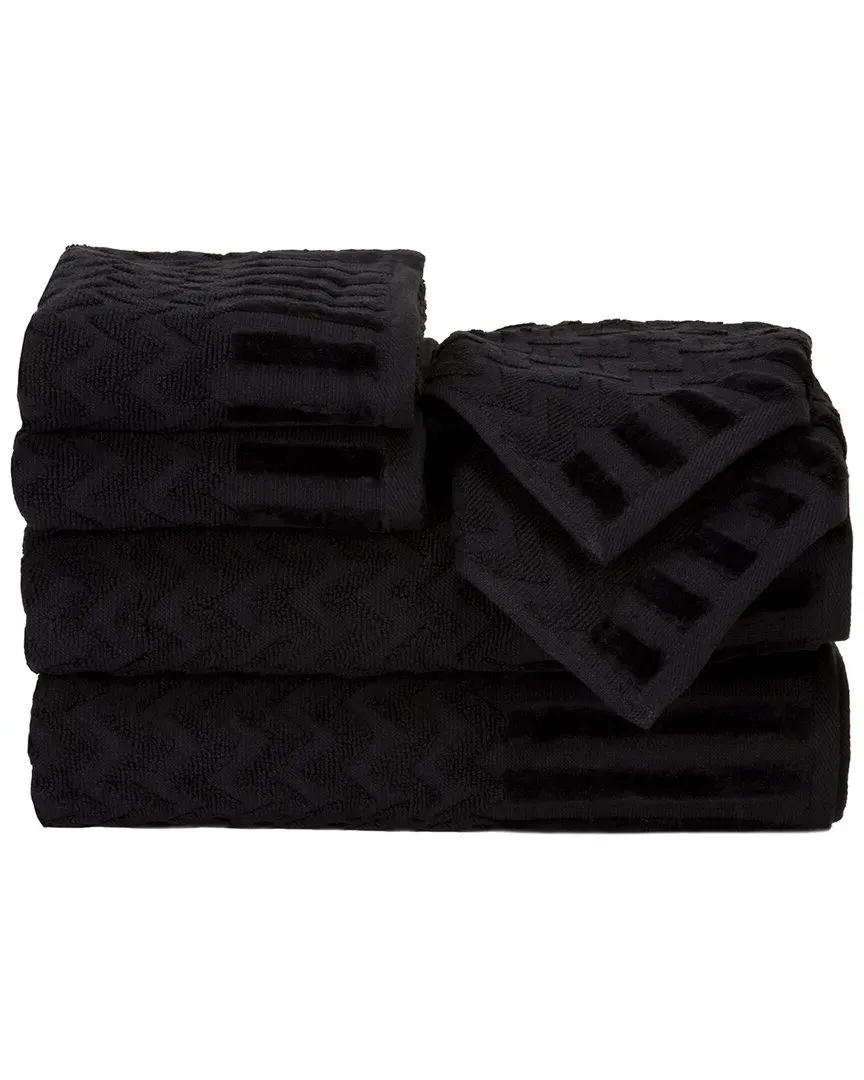 Chevron Egyptian Cotton 6-Piece Towel Set - Black image