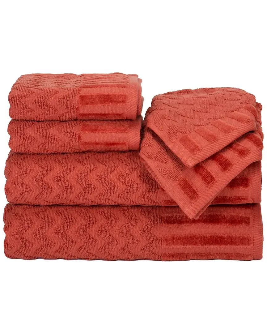 Chevron Egyptian Cotton 6-Piece Towel Set - Brick