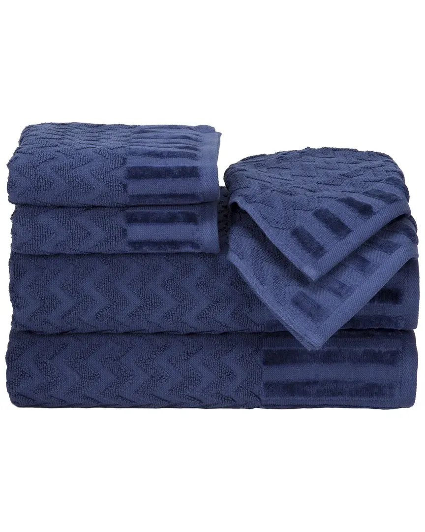 Chevron Egyptian Cotton 6-Piece Towel Set - Navy