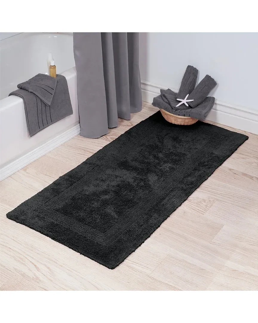 Cotton Reversible Long Bath Mat - Black image