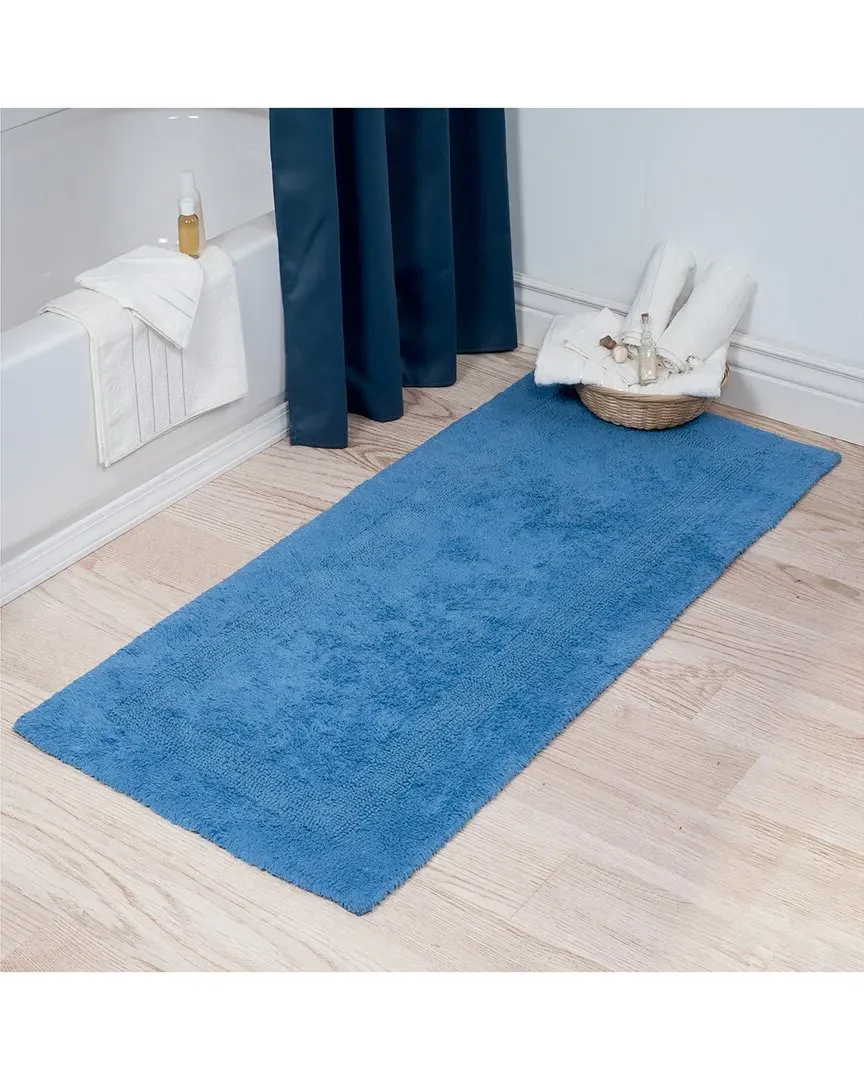 Cotton Reversible Long Bath Mat - Blue