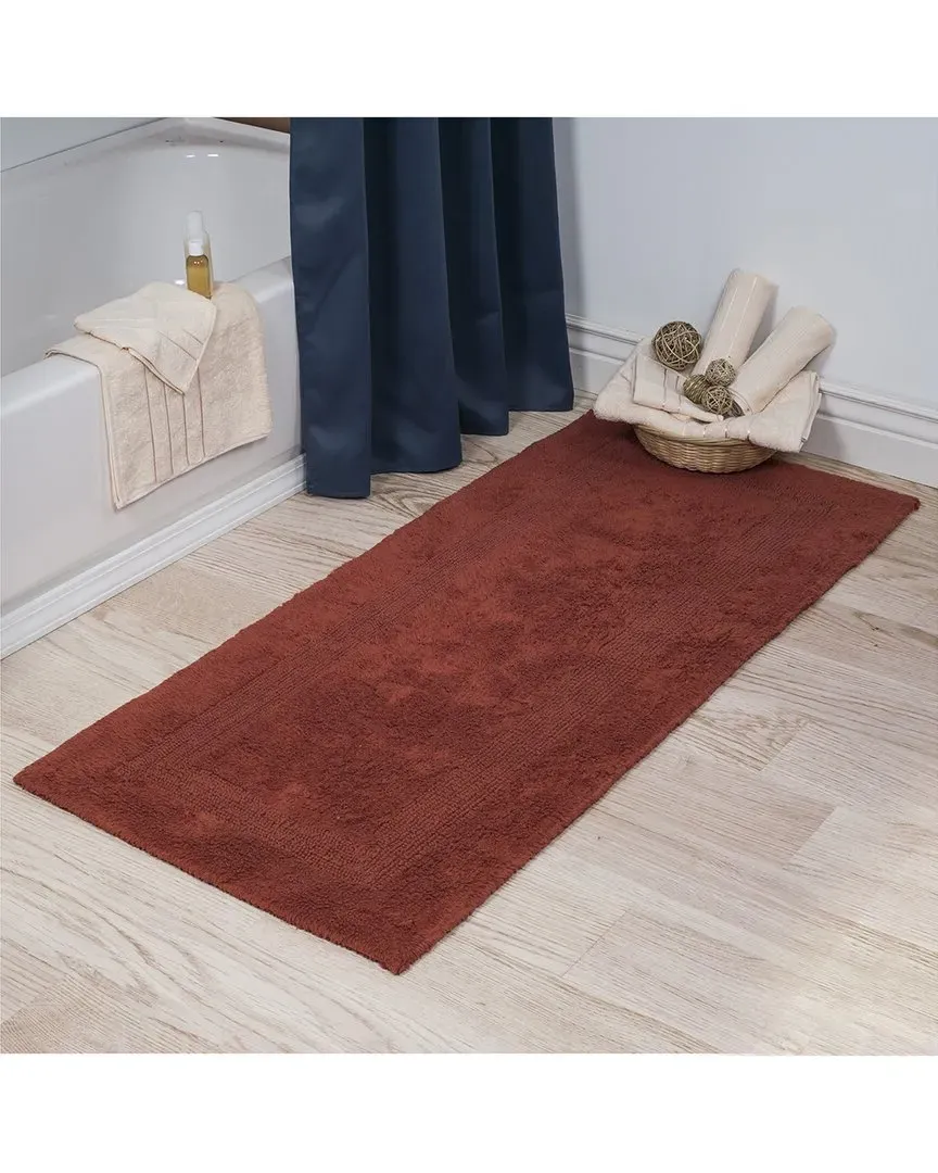 Cotton Reversible Long Bath Mat - Brick