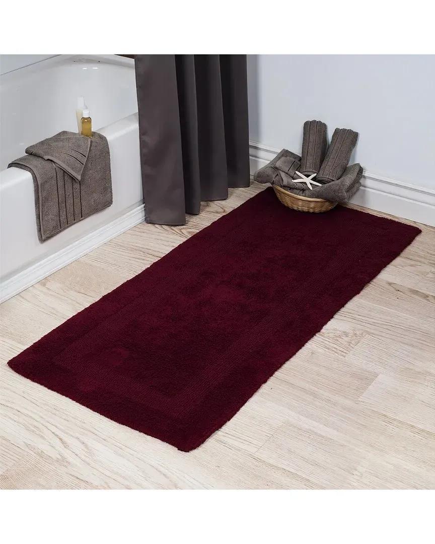Cotton Reversible Long Bath Mat - Burgundy