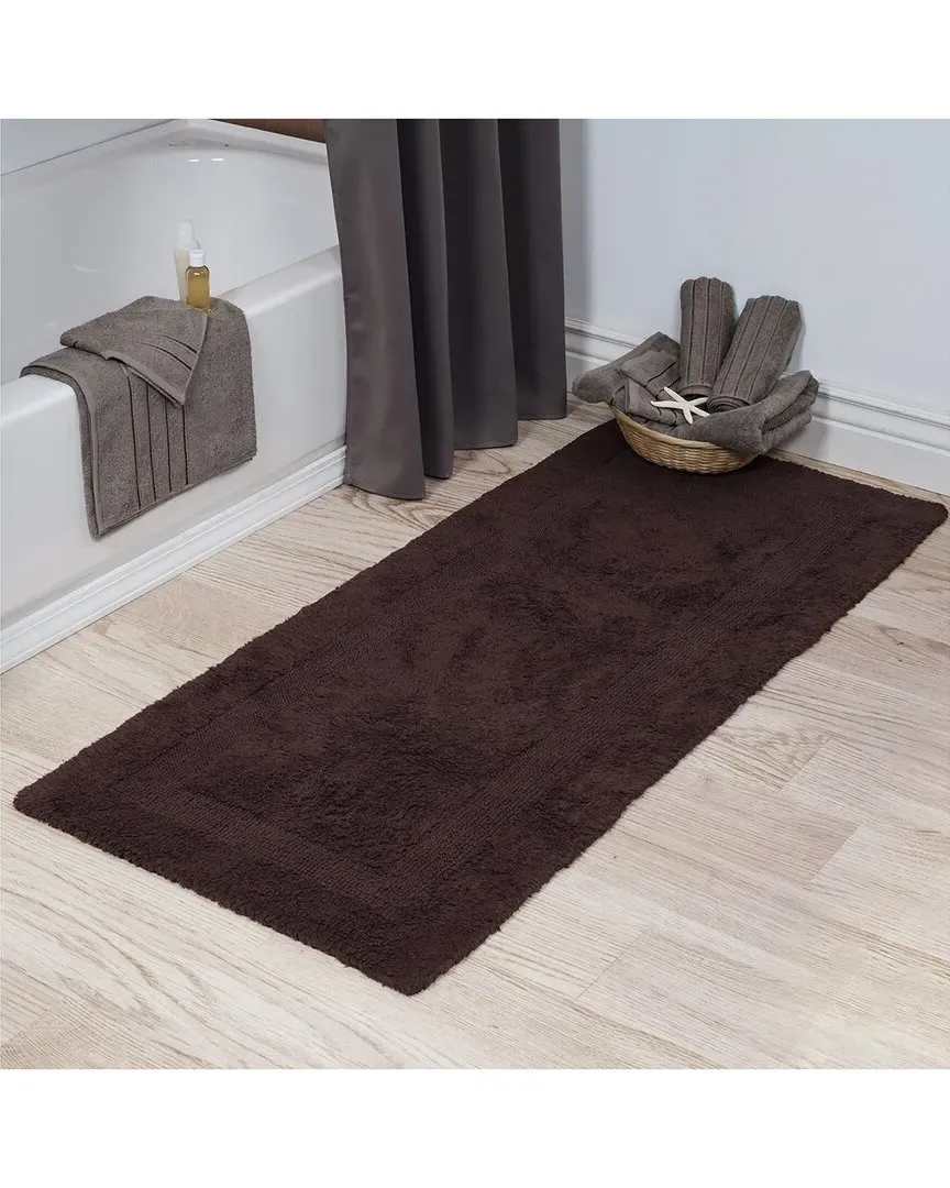 Cotton Reversible Long Bath Mat - Chocolate