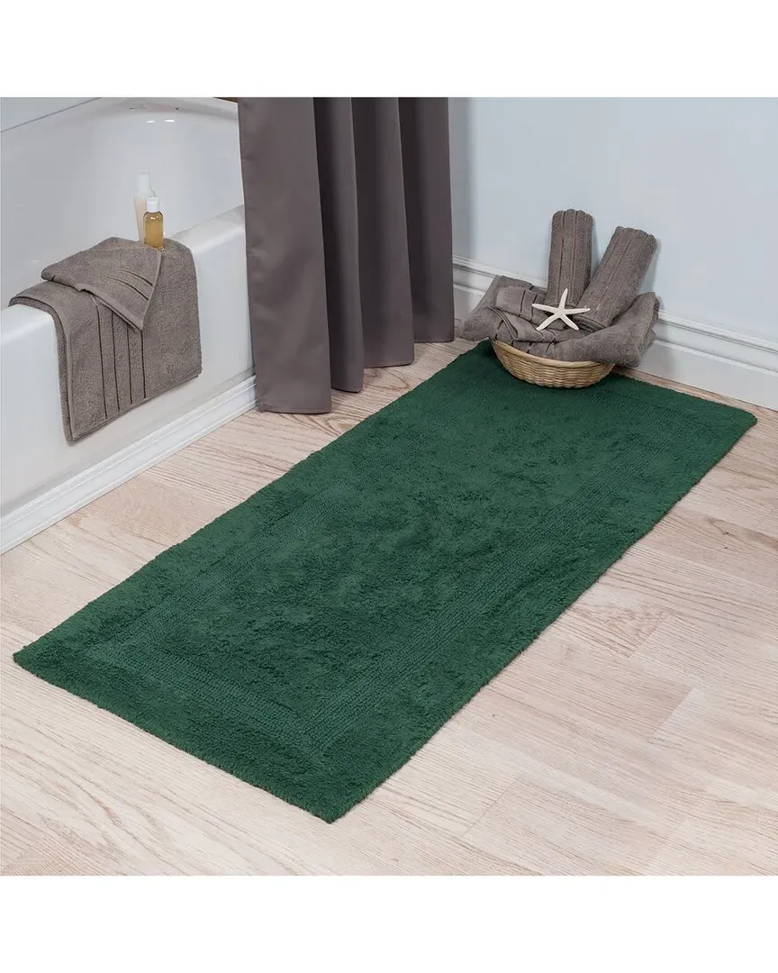 Cotton Reversible Long Bath Mat - Green