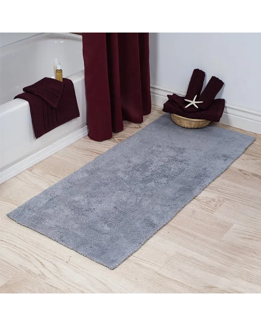 Cotton Reversible Long Bath Mat - Silver