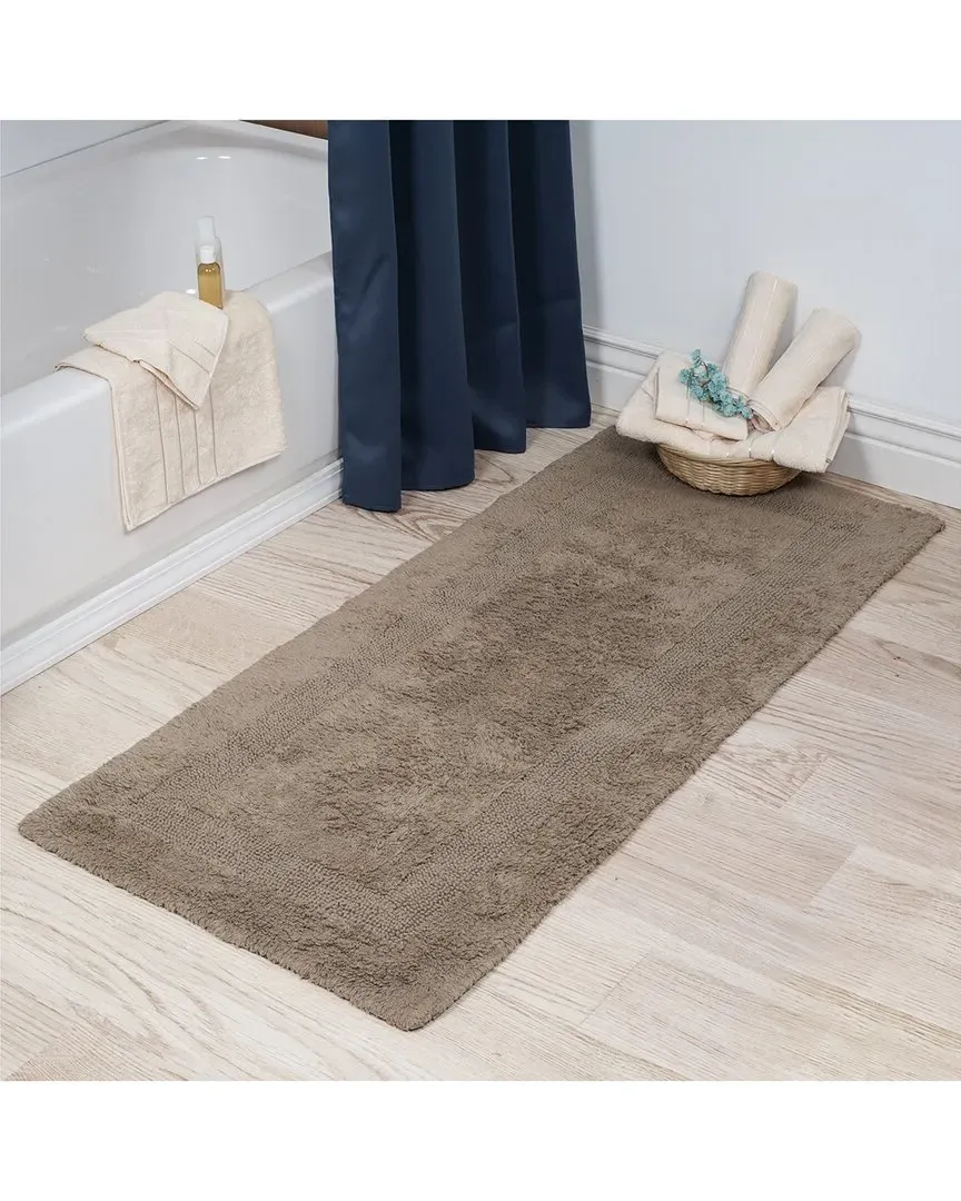 Cotton Reversible Long Bath Mat - Taupe