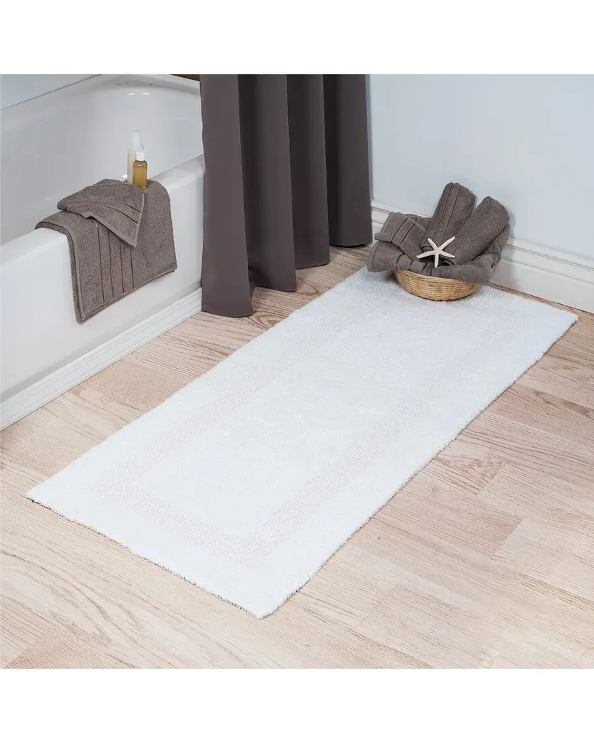 Cotton Reversible Long Bath Mat - White