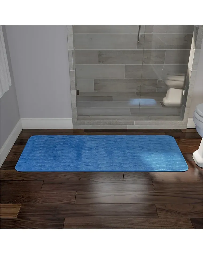 Extra Long Memory Foam Bath Mat - Blue, Microfiber