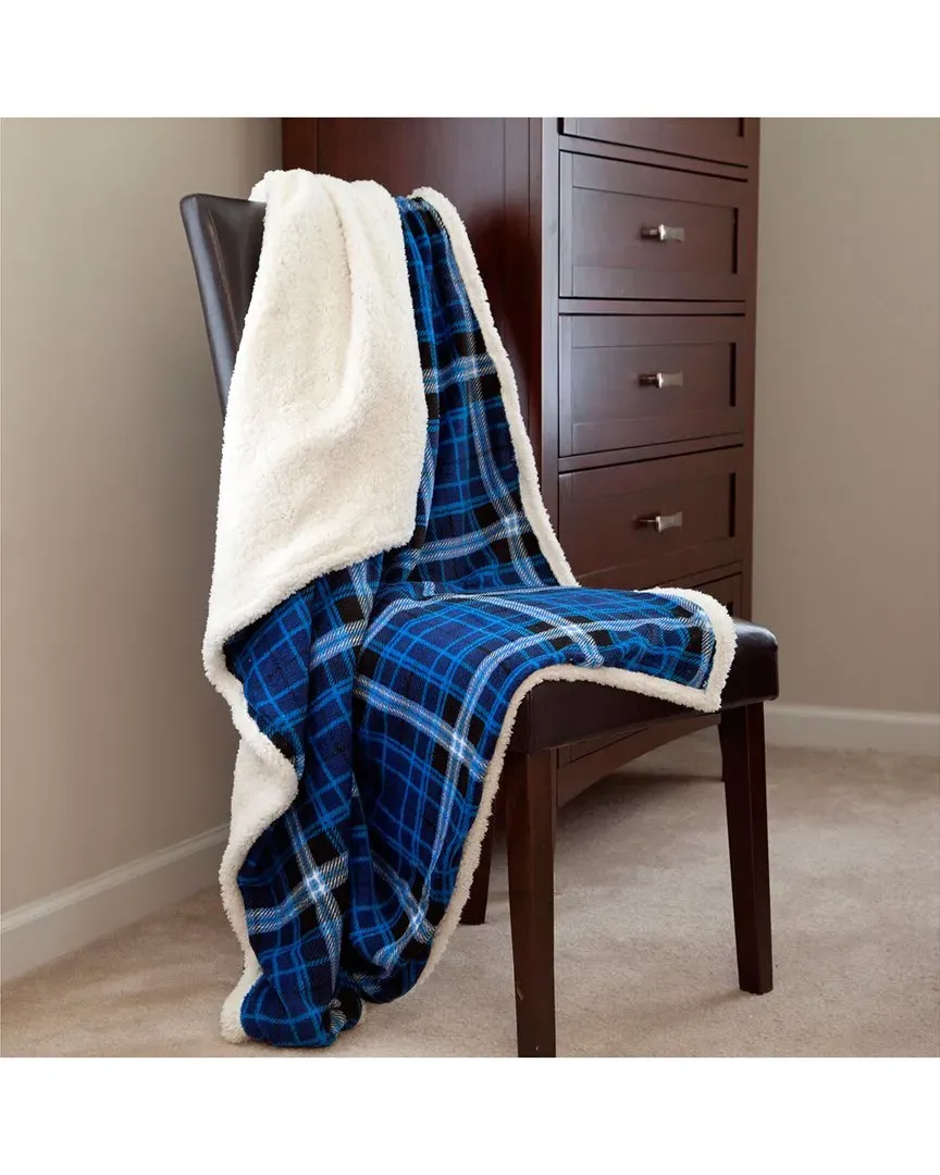 Fleece Sherpa Blanket - Blue, Polyester image