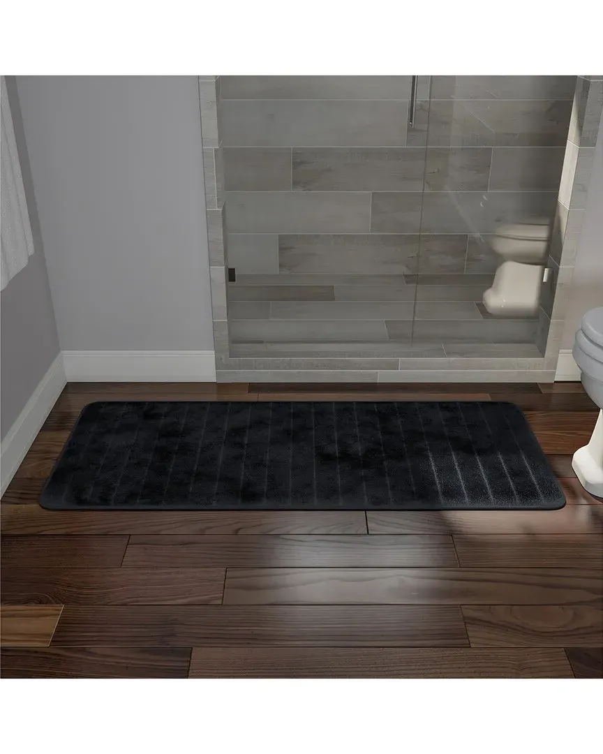 Memory Foam Long Bath Mat - Black, Microfiber