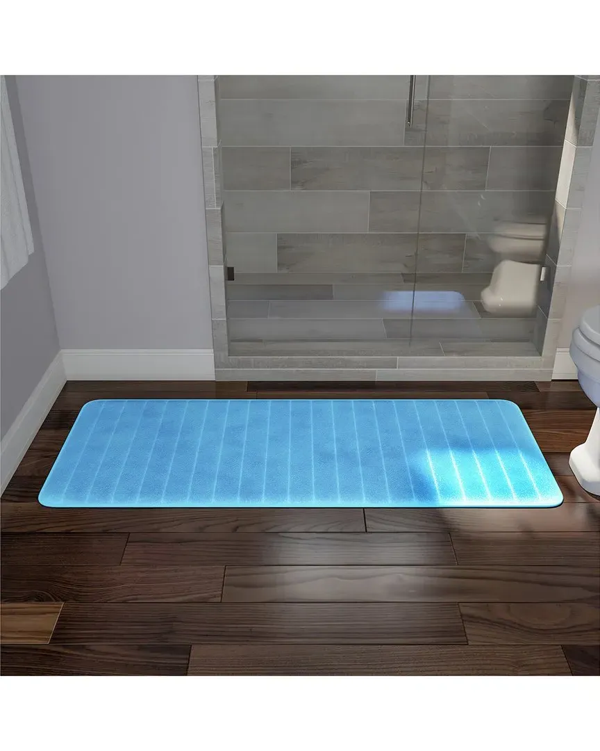 Memory Foam Long Bath Mat - Blue, Microfiber