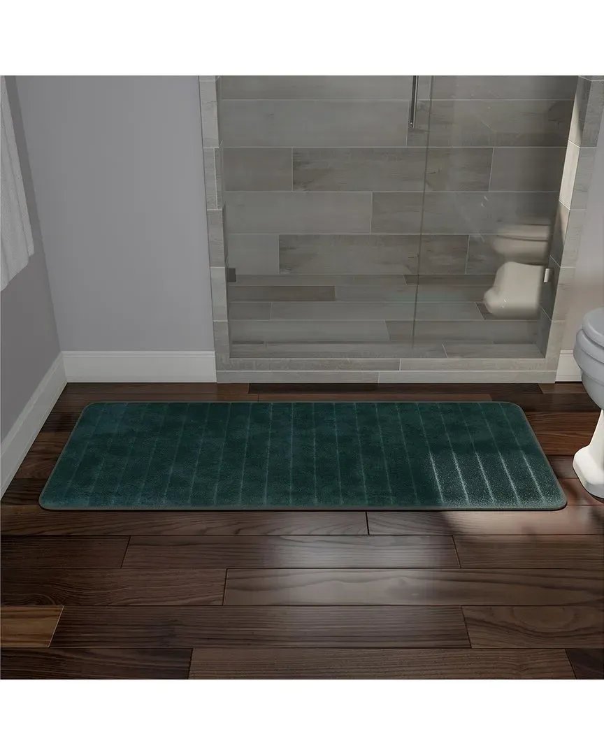 Memory Foam Long Bath Mat - Green, Microfiber