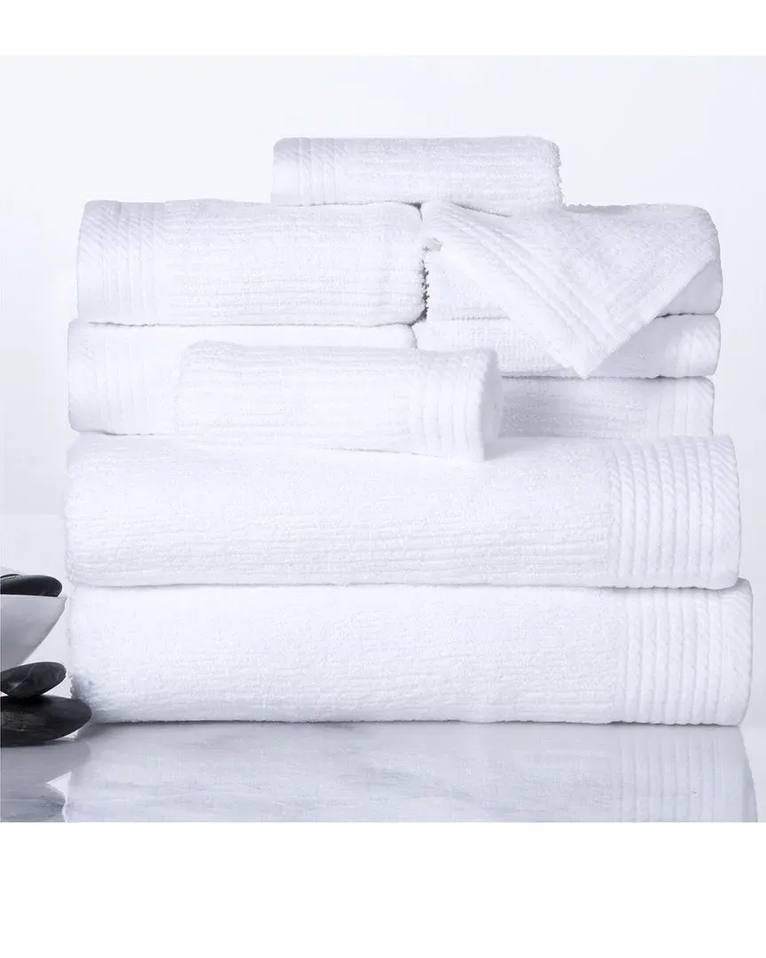 Ribbed Cotton 10-Piece Towel Set - White