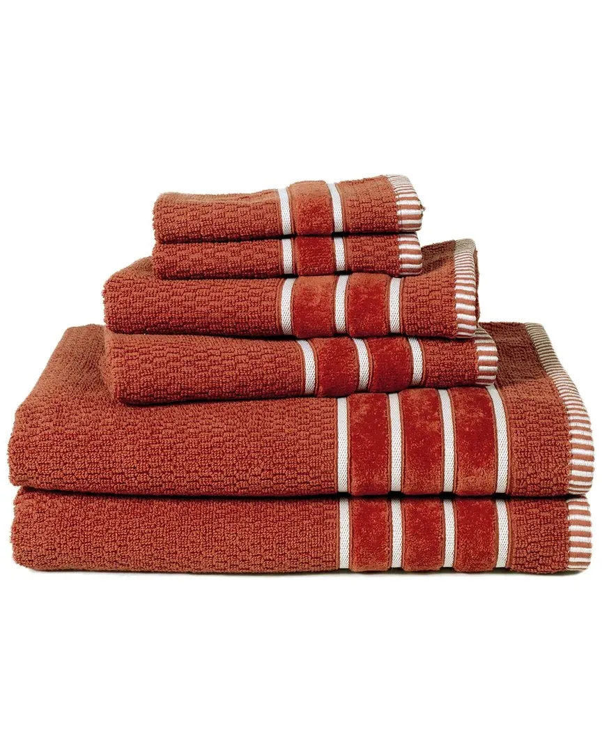 Rice Weave 6Pc Cotton Towel Set - Orange